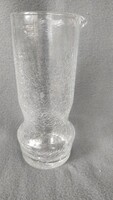 Vintage repesztett jégüveg váza – különleges, kézzel formázott üveg, 21 cm