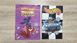 Rare Retro McDonald's Happy Meal Paper Bags Hot Wheels, Tarzan