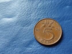 HOLLANDIA 5 CENT 1974 JULIANA KIRÁLYNŐ!