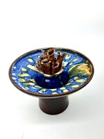 Különleges „Csillagos éj” mázas kerámia ikebana (11 × 17 cm)