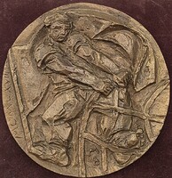 Bela Mladonyiczki (1936-1995): Bronz Plaque 'At Work'