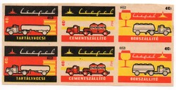 Gyufacímke: "CSEPEL autó", 1960. (nagy méret) 6 db egyben.