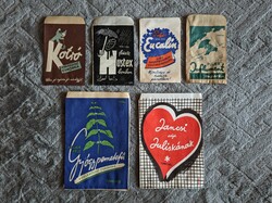 Ritka retro gyógycukorka és reklám papírtasak (6 db) - Puljer J. Budapest, hibátlan