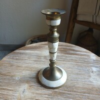 Pazar régi gyöngyházas réz gyertyatartó II. (16,3x7,6 cm)