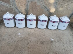 6 pcs Antique Spice Jars, Hungarian