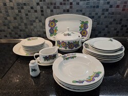 Ritka retro Alföldi porcelán étkészlet – Hippi mintás, 22 részes, szép állapotban