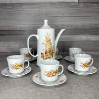 Alföldi porcelán őszi virágmintás kávés szett kancsóval