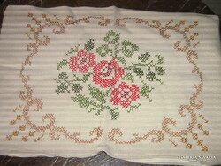 Beautiful Cross-Stitched Baroque Rose Pattern Tapestry Cushion