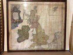 BRIT SZIGETEK 1749 HOMANN  TÉRKÉP 18. SZÁZADI