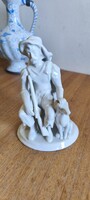 Antik RAKO cseh porcelán figura – Vadász kutyájával és puskájával (18 cm)
