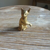 Szép régi réz macska szobor (5x3,2x2,3 cm)