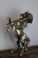 Italian Prancing Horse Statue – 925 Silver Plating, 200 g Mark, 35 cm