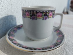 Cseh porcelán mokkás csésze, szép dekorral