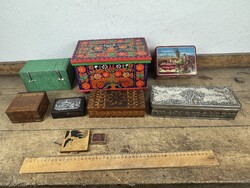 -AZ014- Retro doboz tétel csomag fa ékszerdoboz fém fémdoboz lot vegyes dobozok