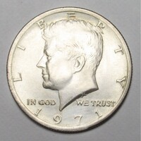 USA,half dollar 1971 aUNC+ nikkel