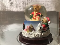 KARÁCSONYFADÍSZ - HÓGÖMB - MACIS - FA - KERÁMIA - RETRO - NÉMET - 10 x 9,5 cm