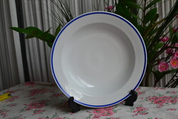 FIM Alföldi porcelán retró mélytányér – kék szegélyes, 22 cm