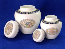 Wedgwood Runnymede Blue csontporcelán gyömbér / teatartó szett (2 db) 1970-90 évek