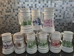 Retro Alföldi porcelán korsók sörös kupa krigli 17 és 20 cm