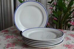 Retró Alföldi porcelán kék szegélyes lapostányér készlet – 6 db, 24 cm