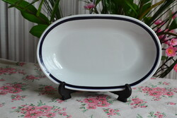 Alföldi porcelán retró ovális kínálótál – sötétkék szegélyes, 25 × 16 cm
