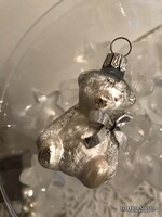 KARÁCSONYFADÍSZ - MACKÓ - ÜVEG - 6 x 4 x 3 cm - VASTAG - HIBÁTLAN