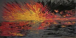 Flickering Light from Embers 70x140 acrylic canvas texture 2025