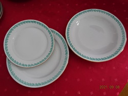 Alföldi porcelán mélytányér, lapostányér és kistányér, zöld levélszegéllyel, 18 darab. Vanneki!