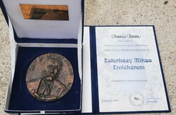 Gróf ESTERHÁZY MIKSA bronz emlékérem + adományozó oklevél ( Belügyminisztérium)