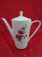 Alföldi porcelán kávékiöntő, ciklámen színű virággal. Vanneki!