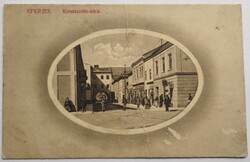 Képeslap, Eperjes, Konstantin utca, 1914, Divald Károly fia kiadása, tábori posta (G2)