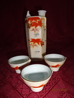 Japán porcelán szakés készlet, kézzel festett, fütyülős, három kupicával. Vanneki!