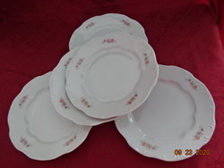 5 db együtt eladó Zsolnay porcelán lapostányér, rózsaszín virággal. Vanneki!