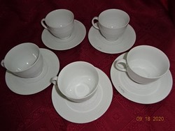 Set of 5 Seltmann Bavaria German Porcelain Tea Cups + Saucers, Snow White, Embossed Pattern. Vanneki!