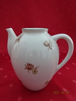 Hollóházi porcelán kávékiöntő, barna mintás, zöld szegélyes, magassága 13 cm. Vanneki!