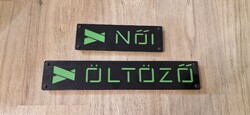 Női öltöző vastag fém tábla, ajtóra szerelhető.