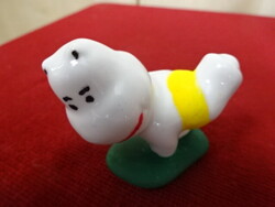 Kézzel festett porcelán, síelő állatfigura, moomin, hossza 6 cm. Jókai