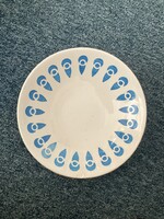 Kispesti Granite turquoise / blue patterned deep plate / drips / peacock feather pattern