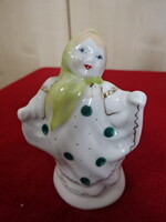 Porcelán angyalka, kézzel festett, antik drezdai figura, magassága 8 cm. Jókai