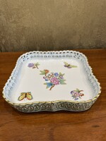 HERENDI PORCELÁN VIKTÓRIA MINTÁS ÁTTÖRT TÁL, KÍNÁLÓ