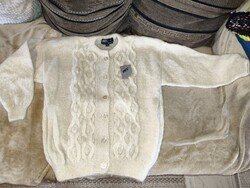 Új, eredeti címkés vintage APEX 85% Mohair gyöngyös luxus kardigán – 1980-as évek – M