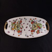 Antique Pirkenhammer Porcelain Serving Tray with Bird and Flower Motif (48.3x27.5 cm)