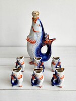 Retro szovjet porcelán halas italoskészlet – komplett, hiánytalan
