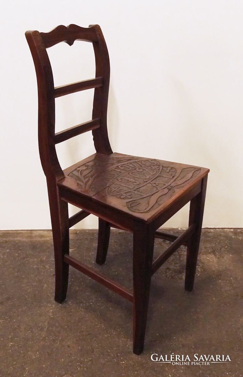 0N499 Antik faragott szék DOROTOVICS PÁL 1902 Bútor