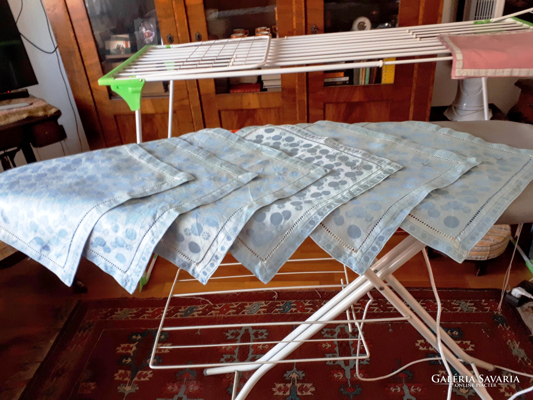 Damaszt terítő,azsurozott,kék ,6 szalvétával - Carpets & Rugs, Textiles ...