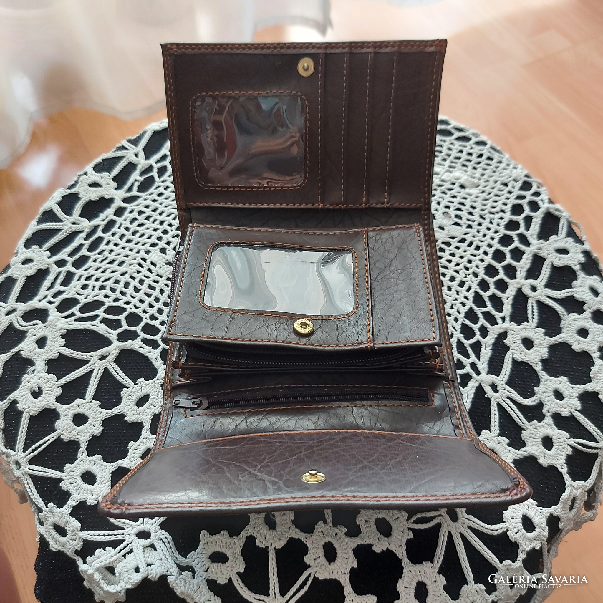 Brand new Guang Tong leather dark brown, men's, women's, unisex wallet, 15  cm x 10.5 cm x 4.5 cm - Wardrobe