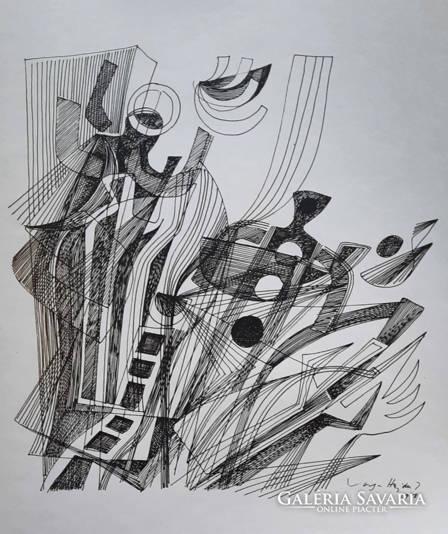 István Varga Hajdú constructivist graphics from 1978, print made after ...