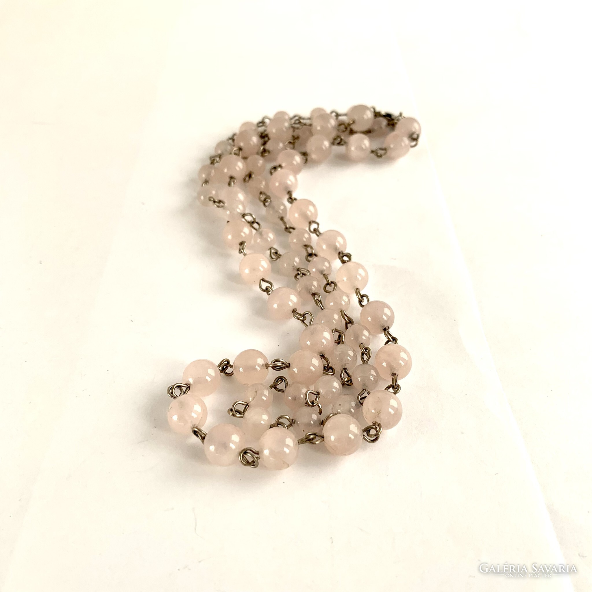 Vintage rose quartz clearance bead necklace
