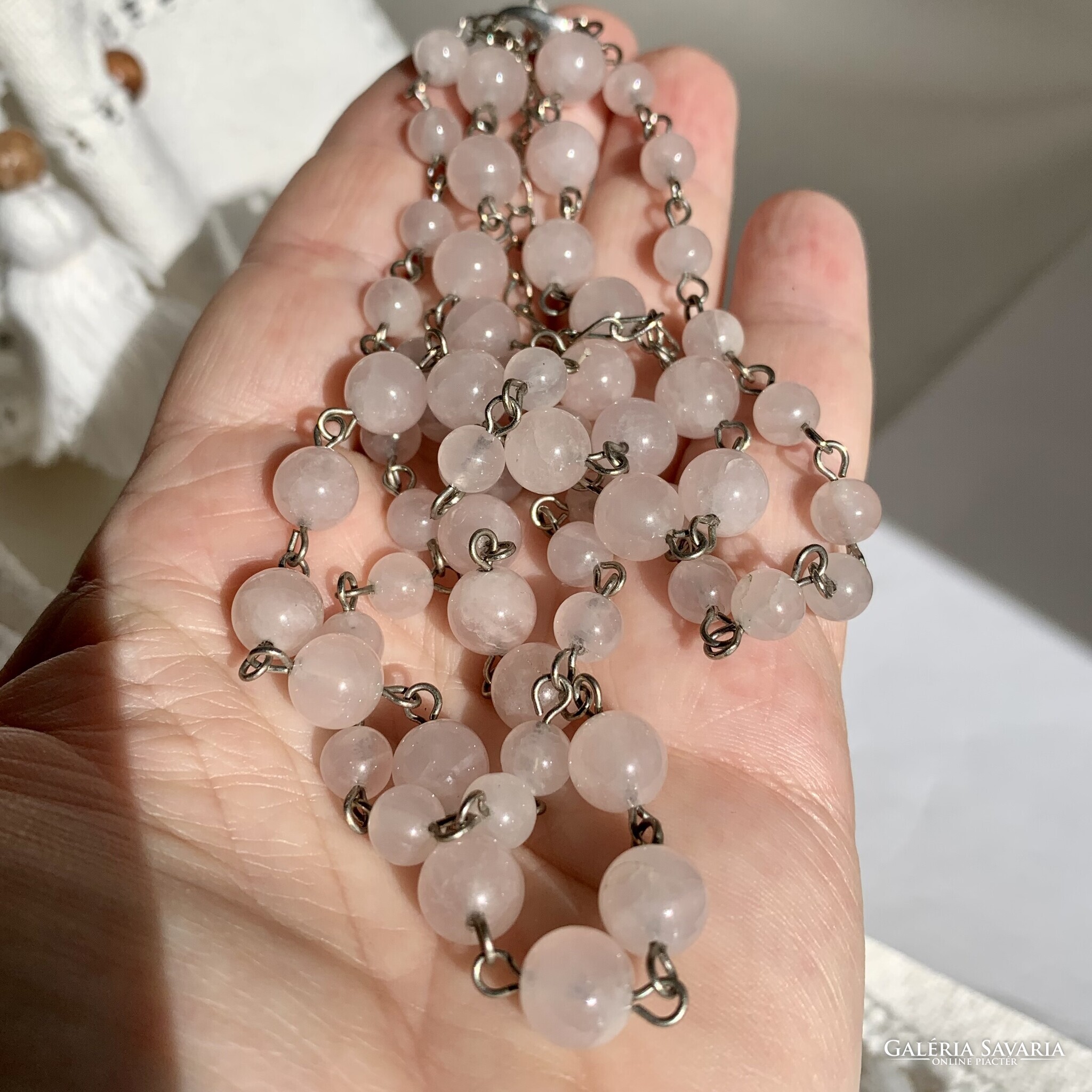 Vintage rose quartz top necklace