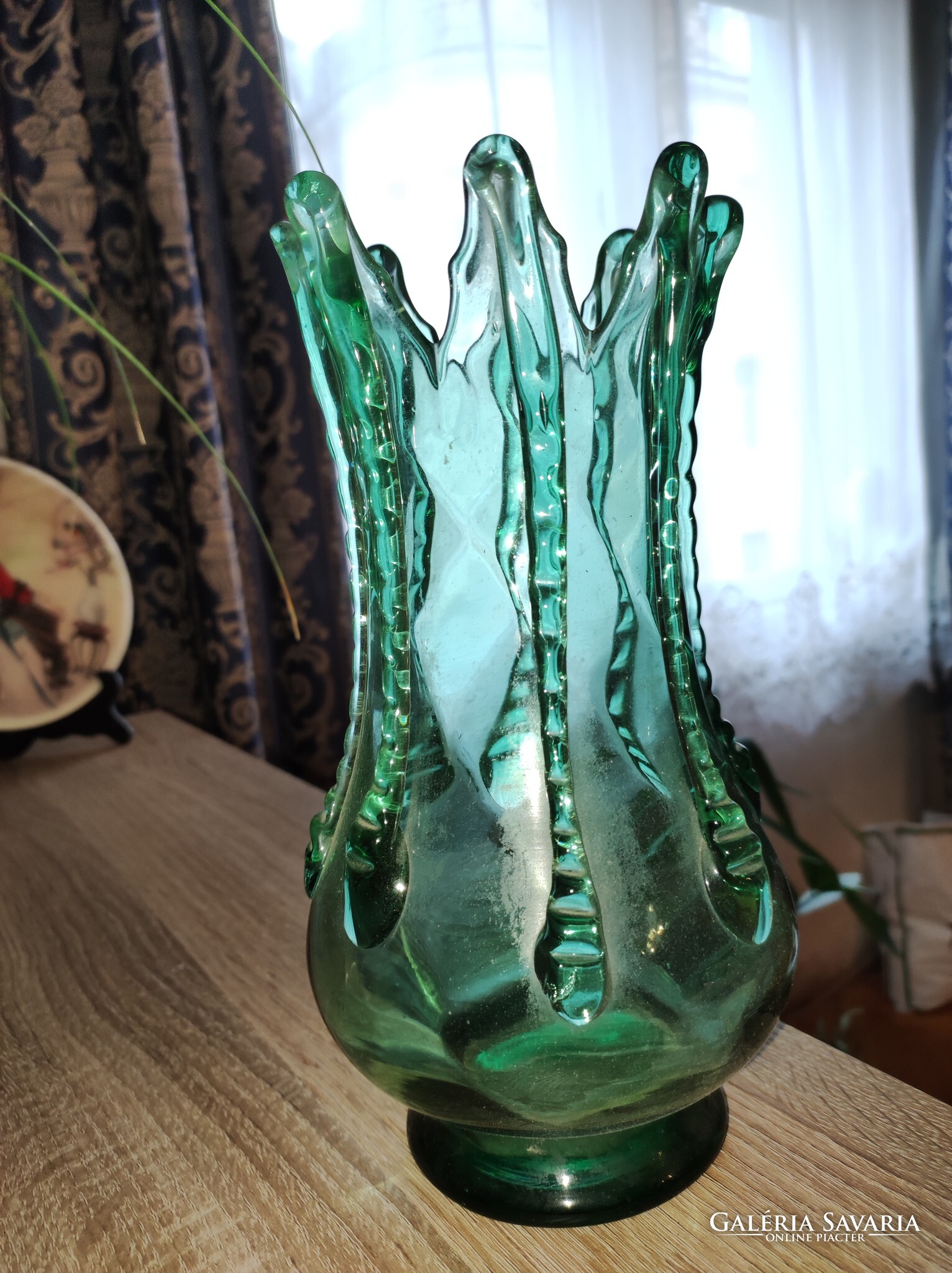 Turquoise glass vase with 8 horns (24 cm) - Glass  Galeria Savaria  online marketplace - Buy or sell on a reliable, quality online platform!